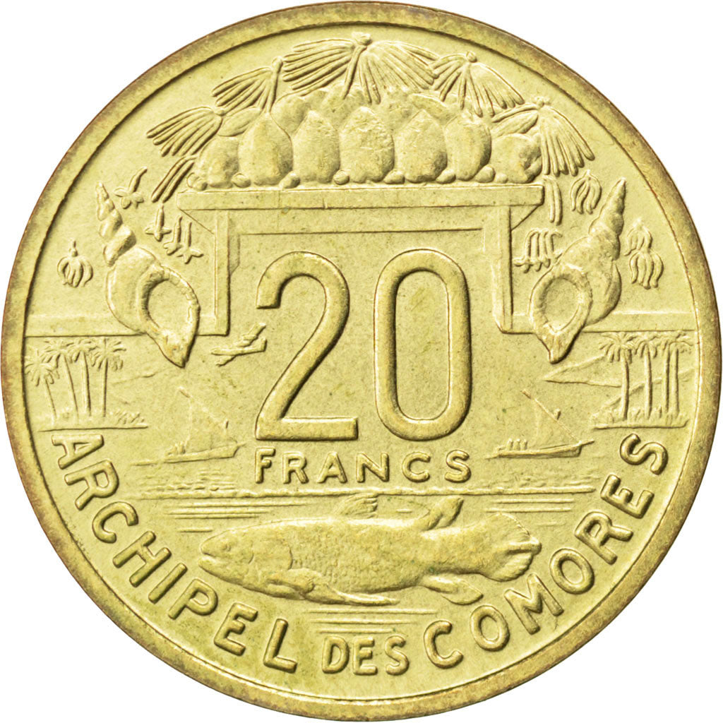 Comore, 20 Francs, 1964, BB+, Alluminio-bronzo, KM:8, Lecompte:41