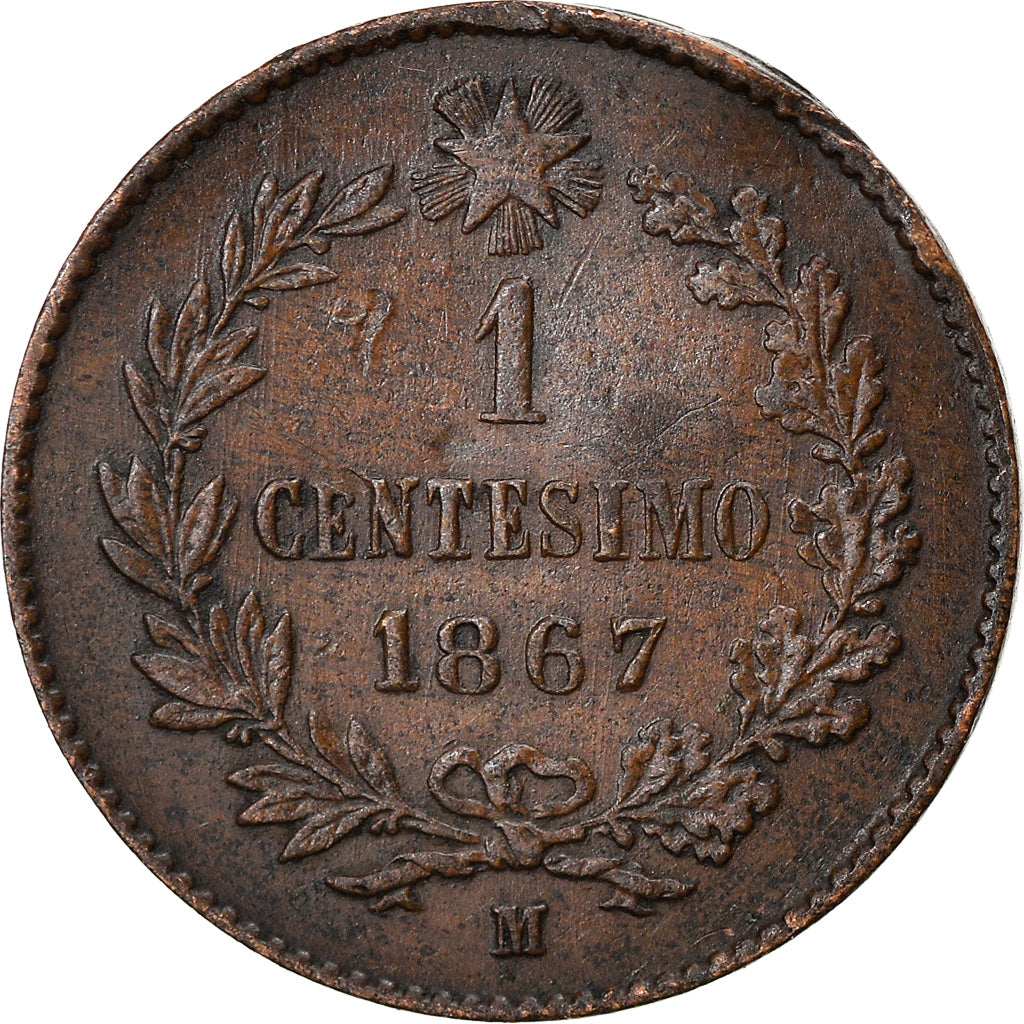 Coin, Italy, Vittorio Emanuele II, Centesimo, 1867, Milan, EF(40-45), Copper