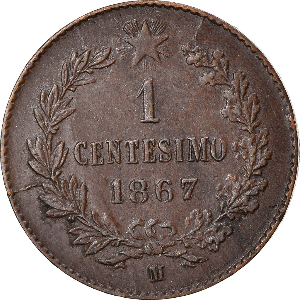 Moneta, Italia, Vittorio Emanuele II, Centesimo, 1867, Milan, SPL-, Rame, KM:1.1