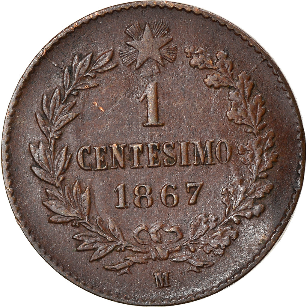 Coin, Italy, Vittorio Emanuele II, Centesimo, 1867, Milan, VF(30-35), Copper
