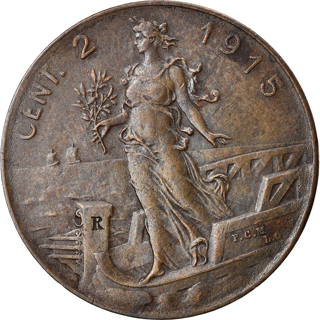 Coin, Italy, Vittorio Emanuele III, 2 Centesimi, 1915, Rome, AU(50-53), Bronze