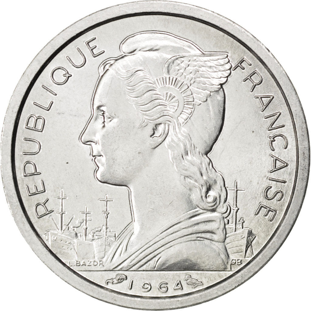 REUNION, Franc, 1964, KM #6.1, MS(63), Aluminum, 23, Lecompte #54, 1.30