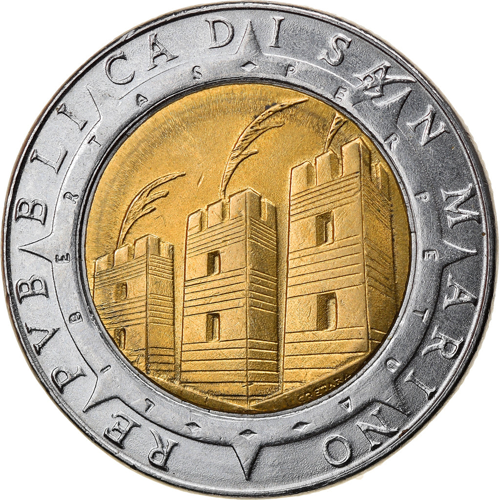 Coin, San Marino, 500 Lire, 1992, Rome, AU(50-53), Bi-Metallic, KM:286