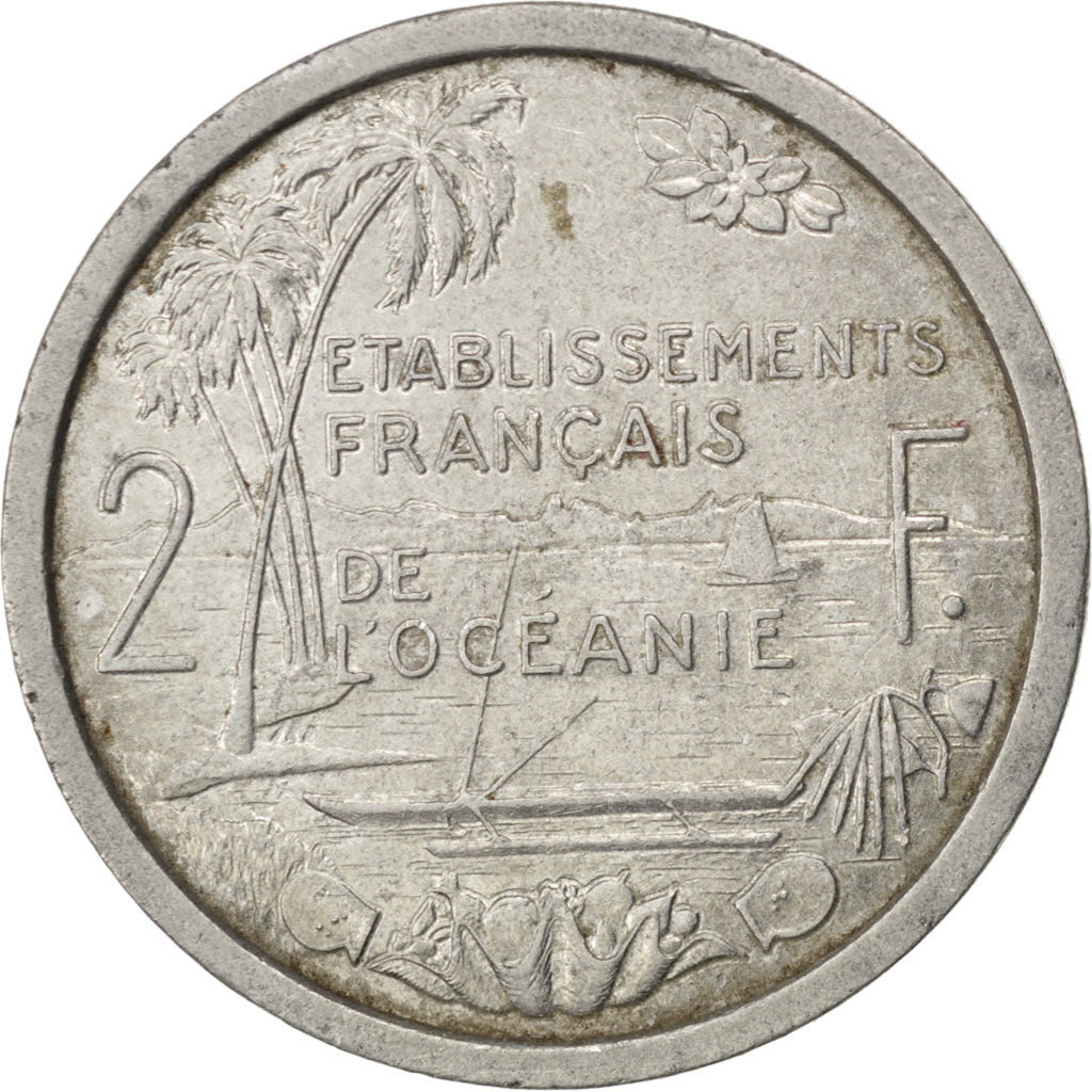 OCEANIA FRANCESE, 2 Francs, 1949, BB, Alluminio, KM:3, Lecompte:21