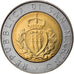 Moneta, San Marino, 500 Lire, 1987, Rome, AU(55-58), Bimetaliczny, KM:209