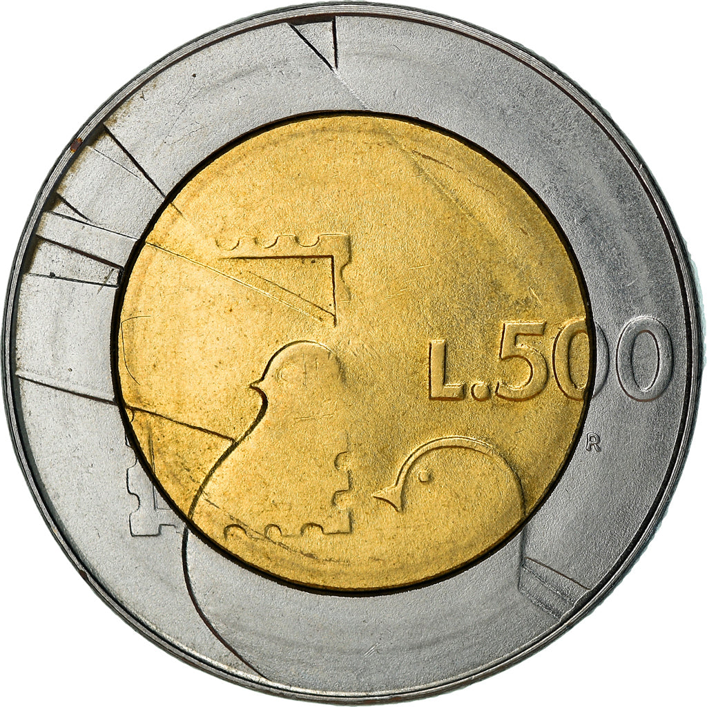 Münze, San Marino, 500 Lire, 1990, SS+, Bi-Metallic, KM:256