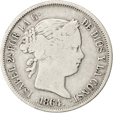 Spagna, Isabel II, 40 Centimos, 1864, MB, Argento, KM:628.2