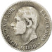 SPAIN, 50 Centimos, 1880, KM #685, VF(20-25), Silver, 2.41