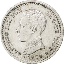 Moneda, España, Alfonso XIII, 50 Centimos, 1904, MBC+, Plata, KM:723