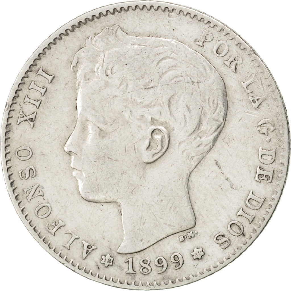 Spain, 1 Peseta, 1899, KM #706, EF(40-45), Silver, 5.04