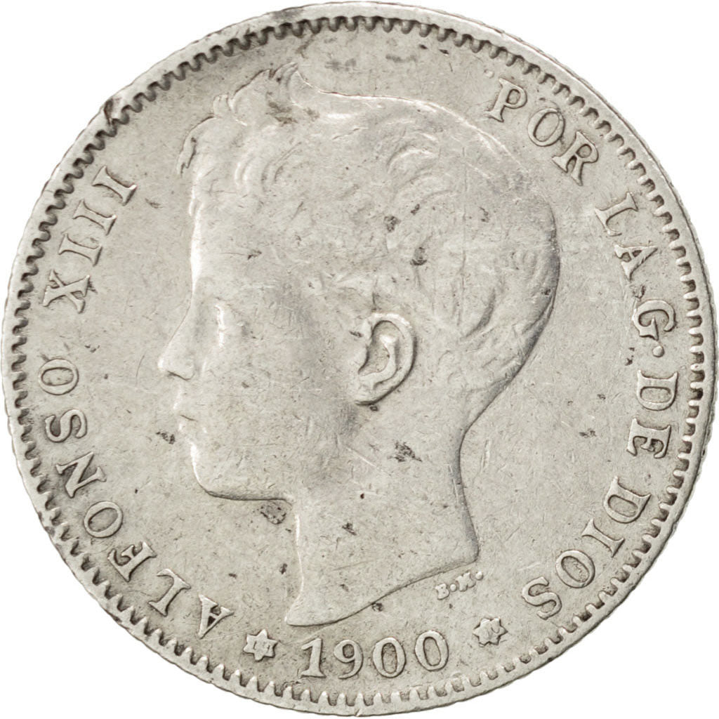 Coin, Spain, Alfonso XIII, Peseta, 1900, VF(30-35), Silver, KM:706
