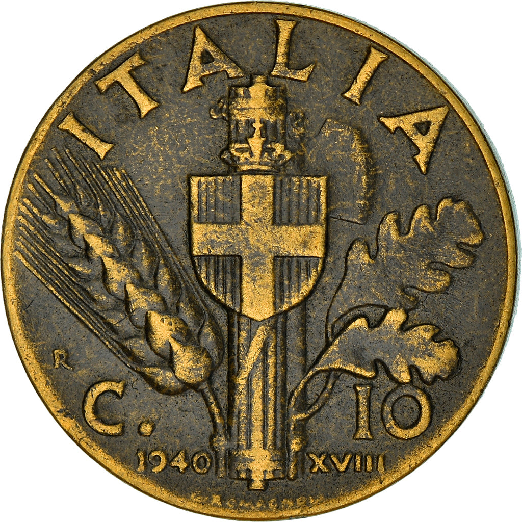 Monnaie, Italie, Vittorio Emanuele III, 10 Centesimi, 1940, Rome, TTB+