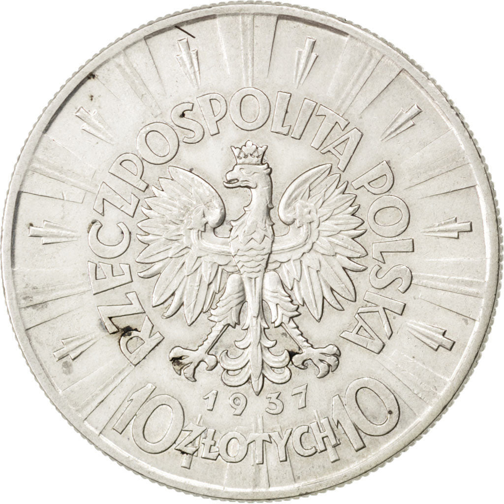 Coin, Poland, 10 Zlotych, 1937, EF(40-45), Silver, KM:29