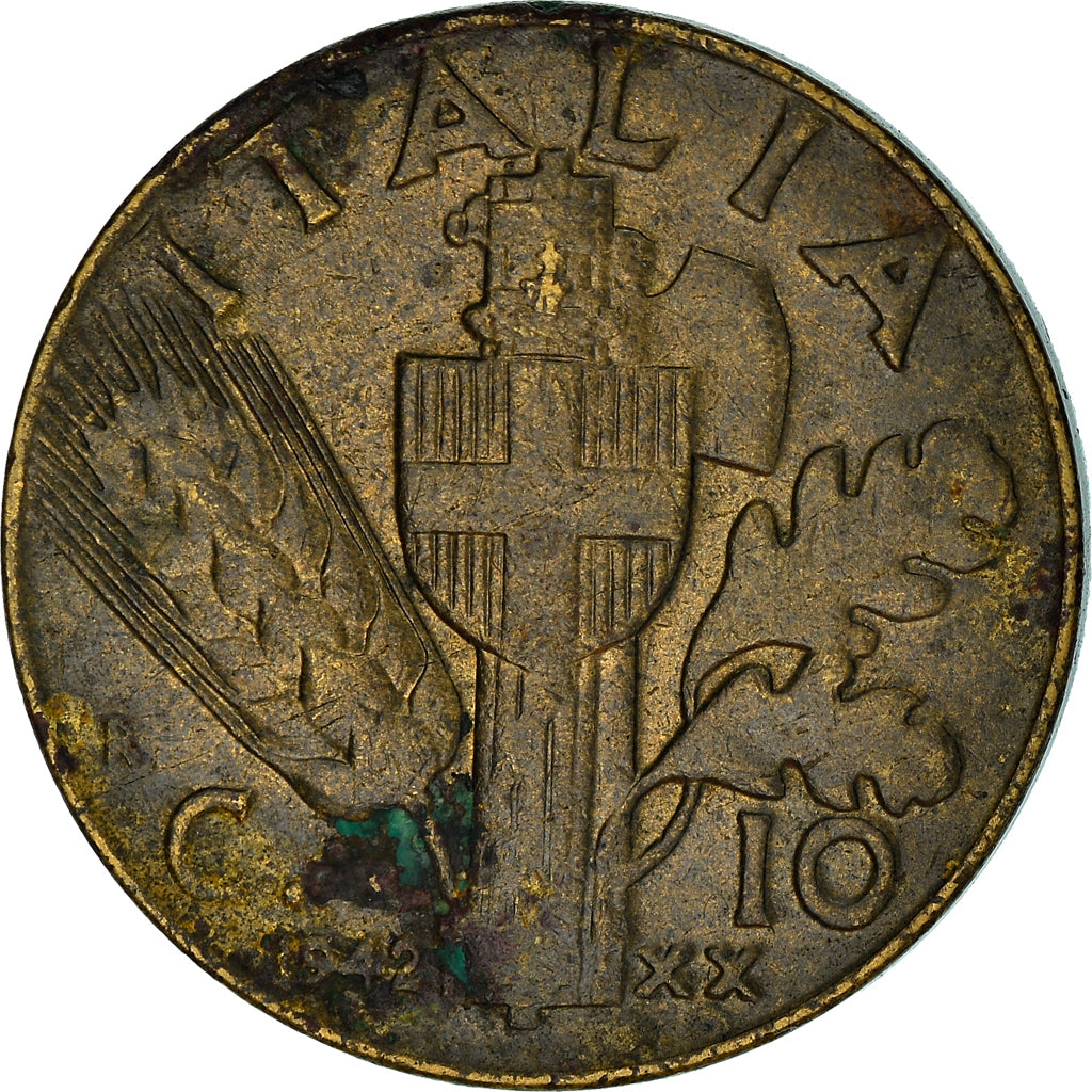 Monnaie, Italie, Vittorio Emanuele III, 10 Centesimi, 1942, Rome, TB