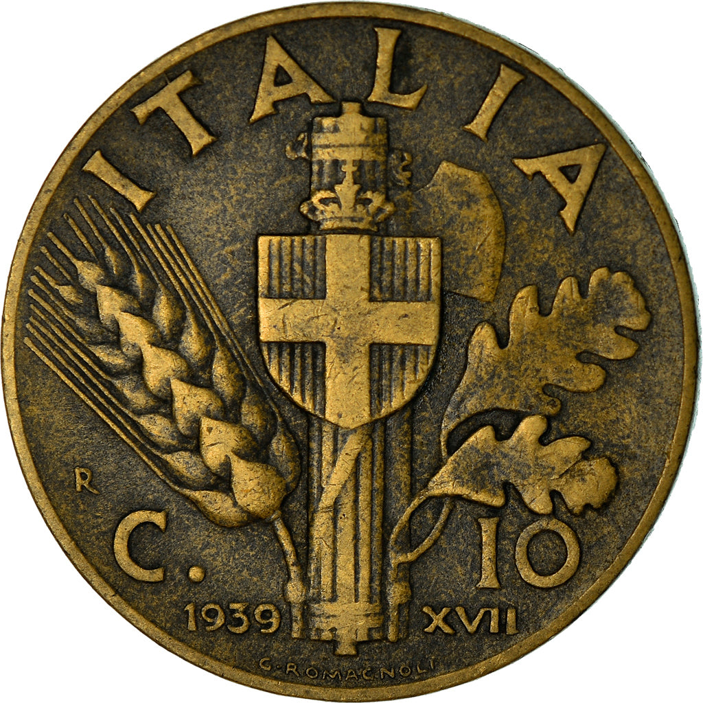 Coin, Italy, Vittorio Emanuele III, 10 Centesimi, 1939, Rome, EF(40-45)