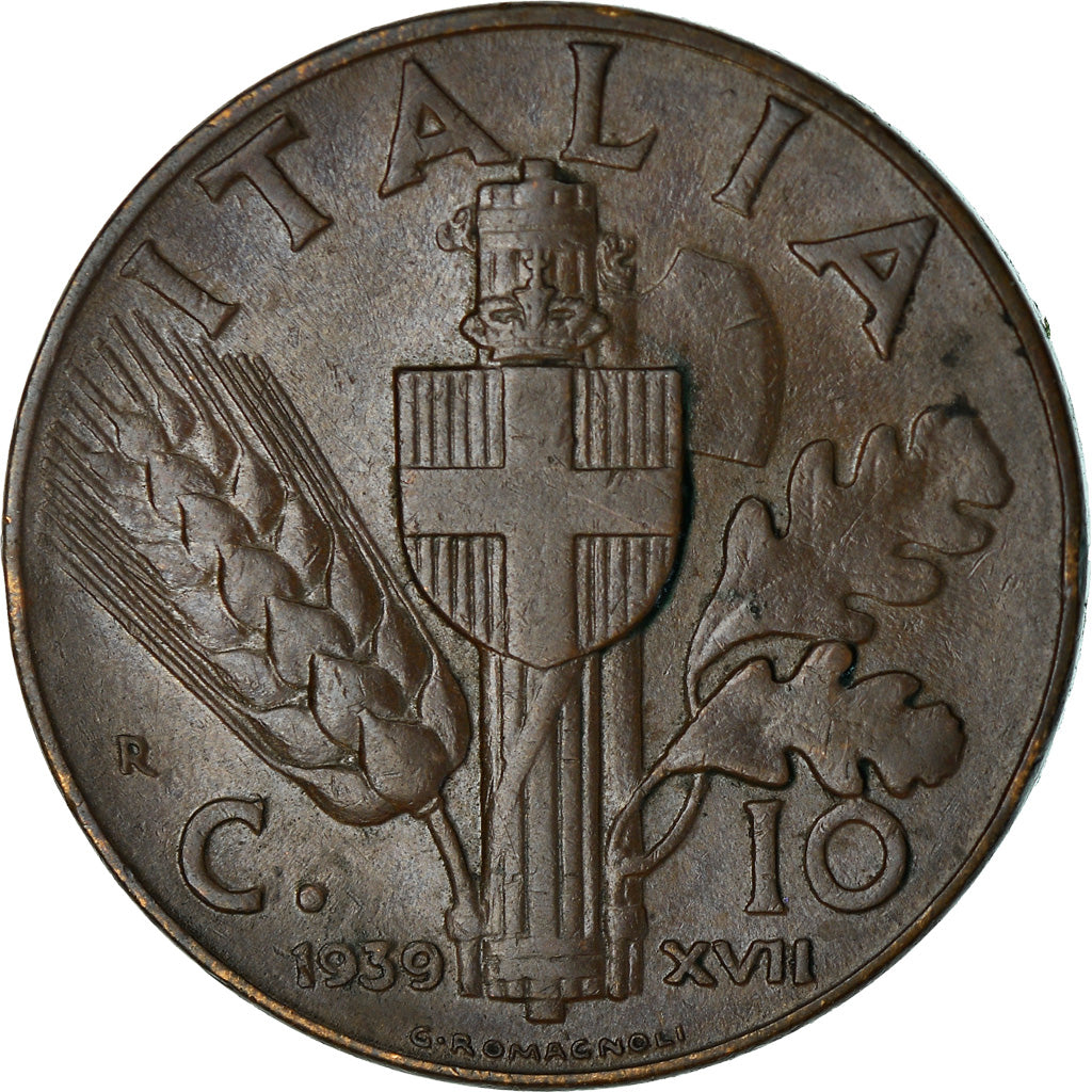 Coin, Italy, Vittorio Emanuele III, 10 Centesimi, 1939, Rome, AU(50-53)