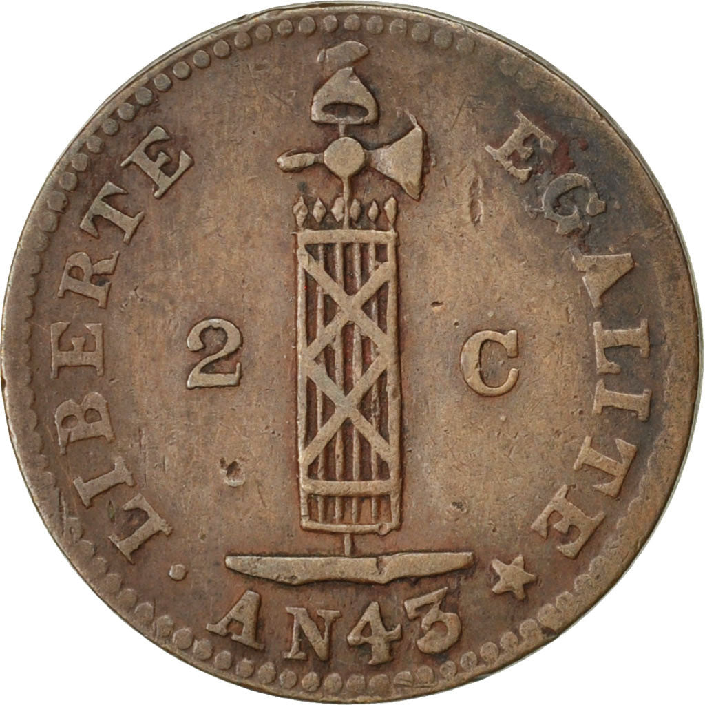 Haiti, 2 Centimes, 1846, MB+, Rame, KM:27.1