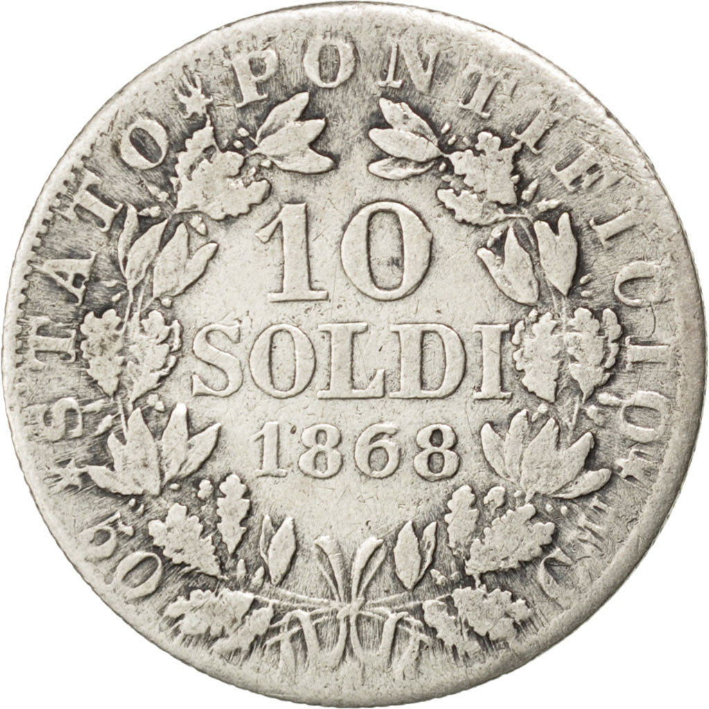 Monnaie, États italiens, PAPAL STATES, Pius IX, 10 Soldi, 50 Centesimi, 1868