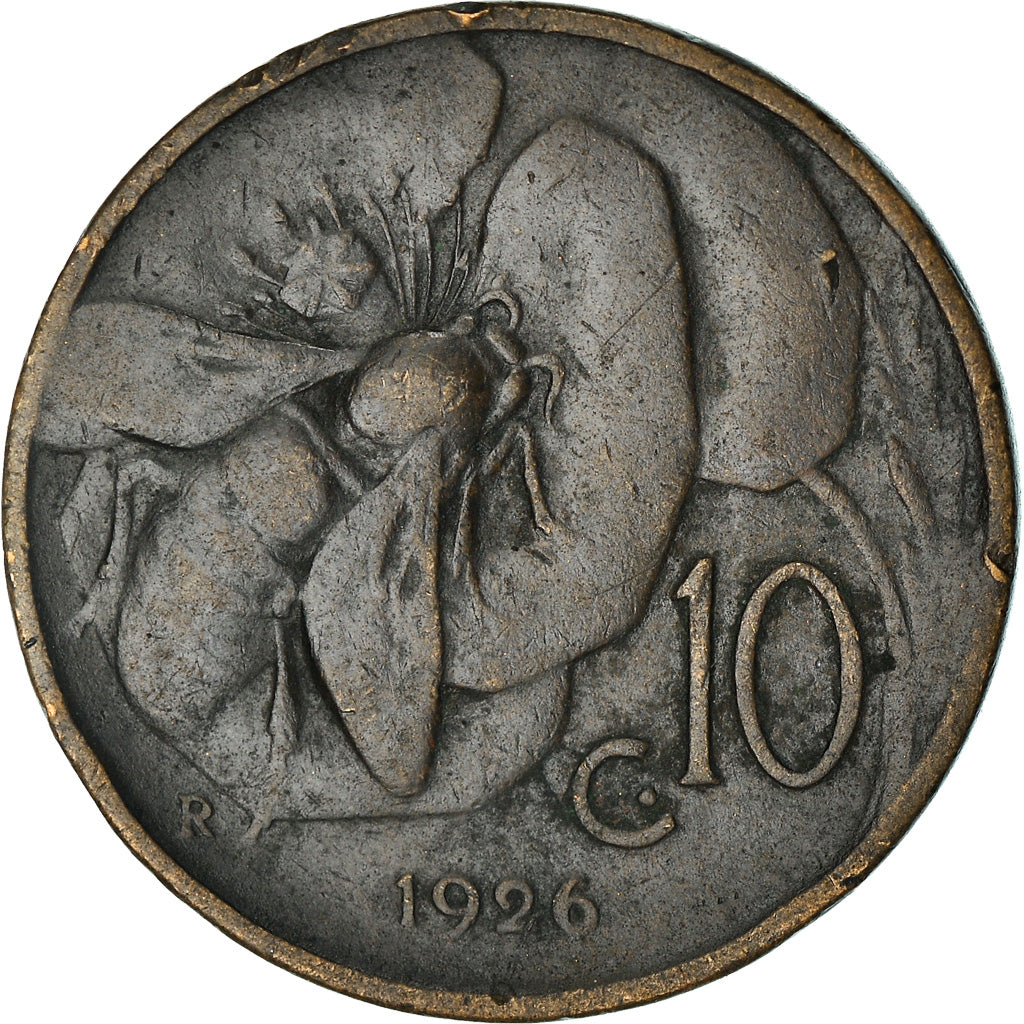 Coin, Italy, Vittorio Emanuele III, 10 Centesimi, 1926, Rome, VF(30-35), Bronze