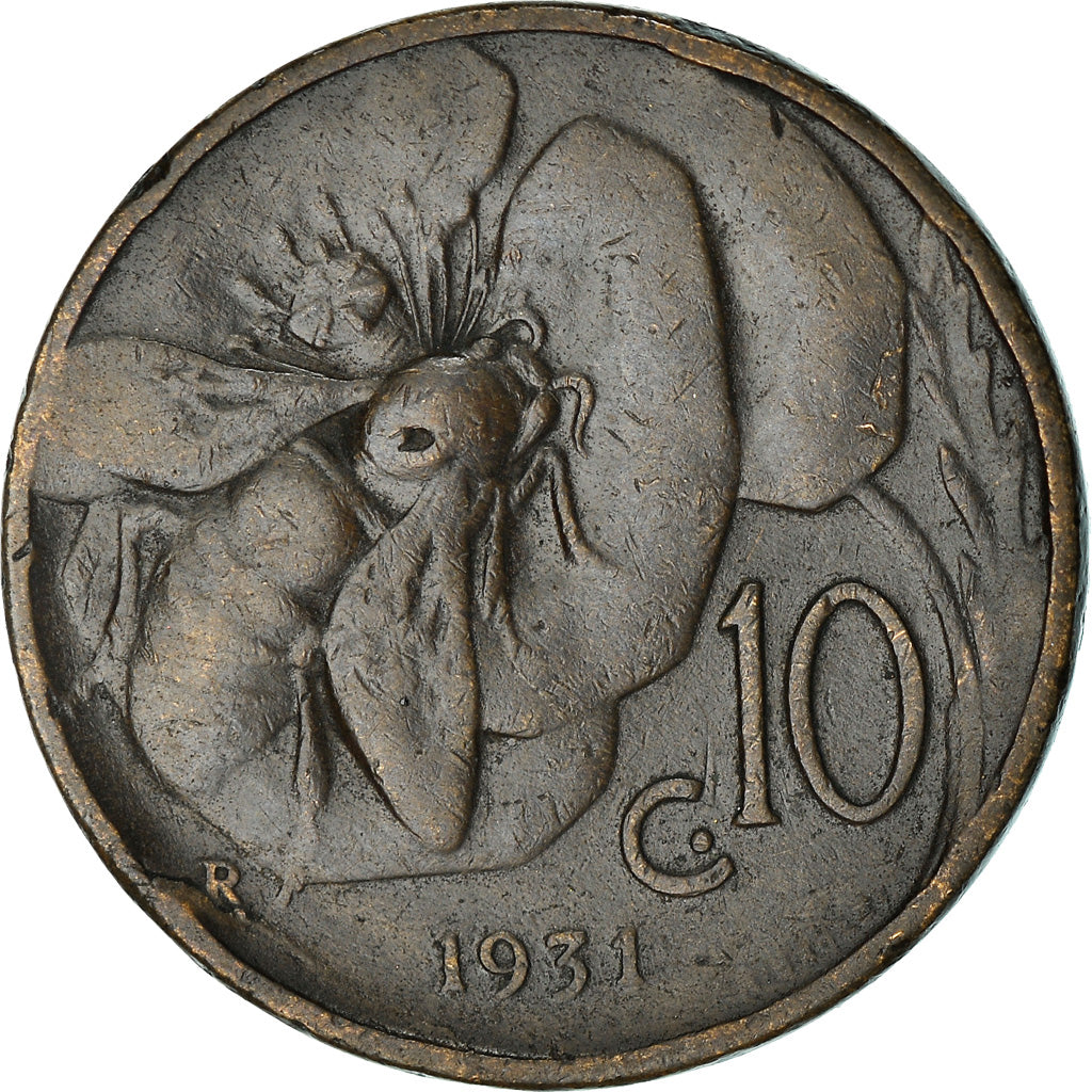 Coin, Italy, Vittorio Emanuele III, 10 Centesimi, 1931, Rome, VF(20-25), Bronze