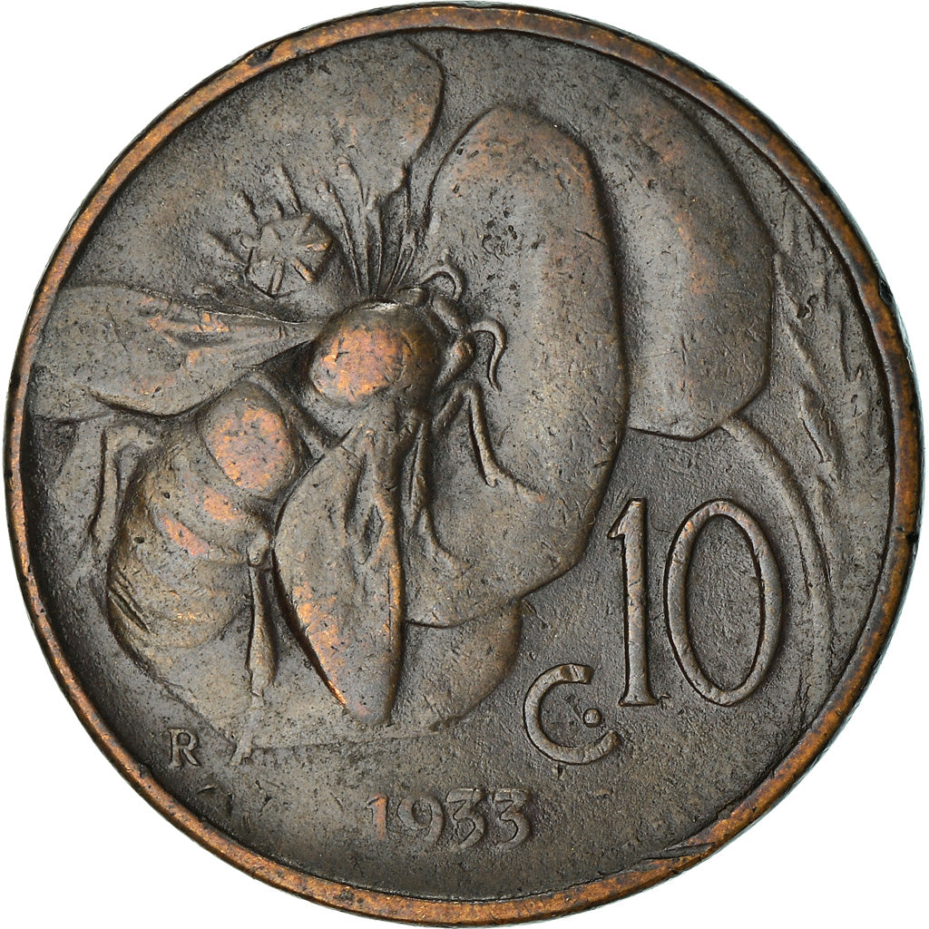 Moneta, Italia, Vittorio Emanuele III, 10 Centesimi, 1933, Rome, MB, Bronzo