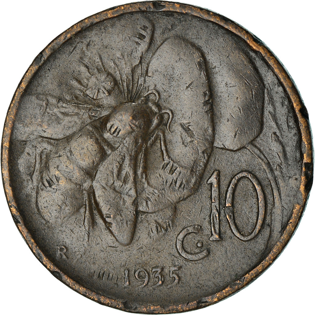 Moneta, Italia, Vittorio Emanuele III, 10 Centesimi, 1935, Rome, MB, Bronzo