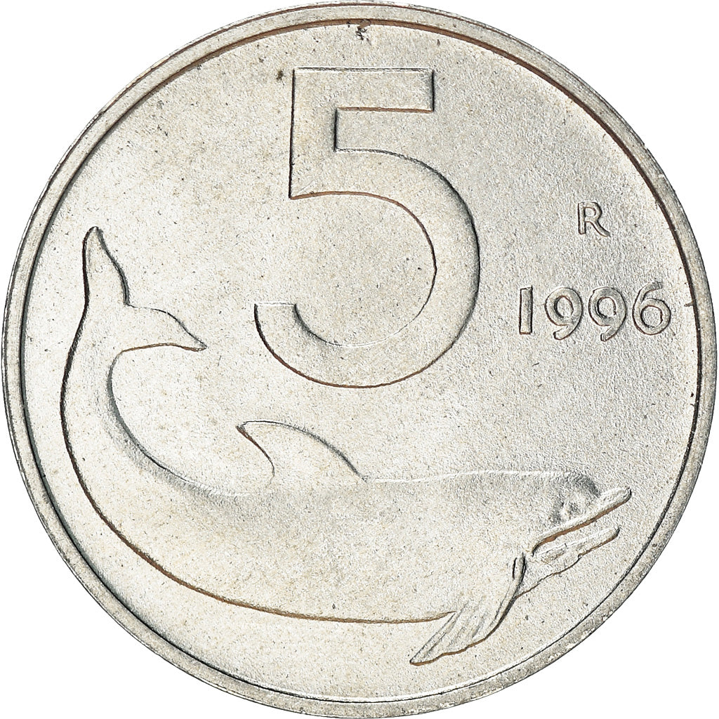 Moeda, Itália, 5 Lire, 1996, Rome, AU(55-58), Alumínio, KM:92