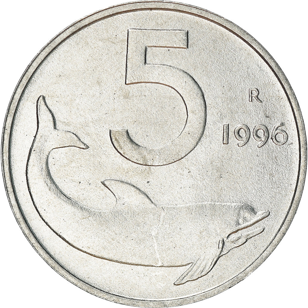 Coin, Italy, 5 Lire, 1996, Rome, AU(50-53), Aluminum, KM:92