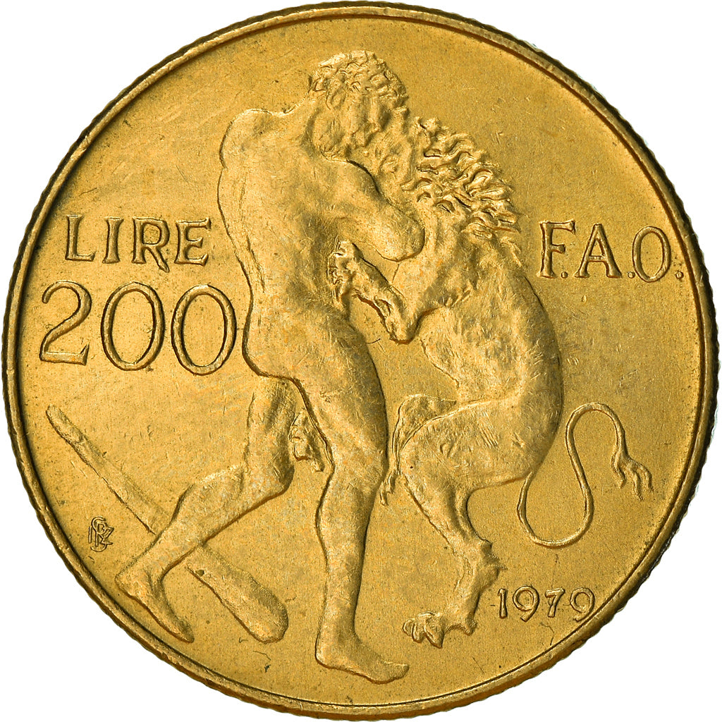 Moneta, San Marino, 200 Lire, 1979, Rome, AU(50-53), Aluminium-Brąz, KM:96