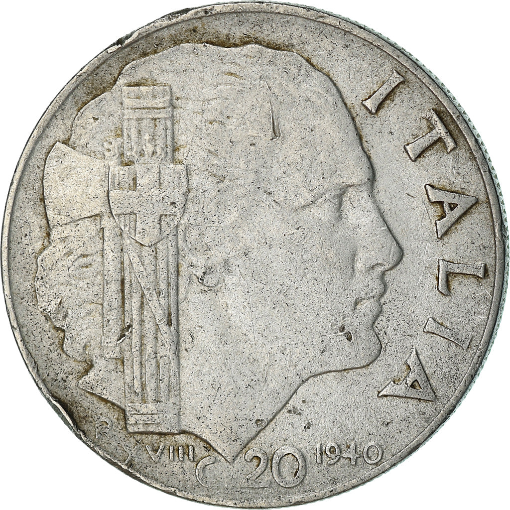 Coin, Italy, Vittorio Emanuele III, 20 Centesimi, 1940, Rome, VF(20-25)