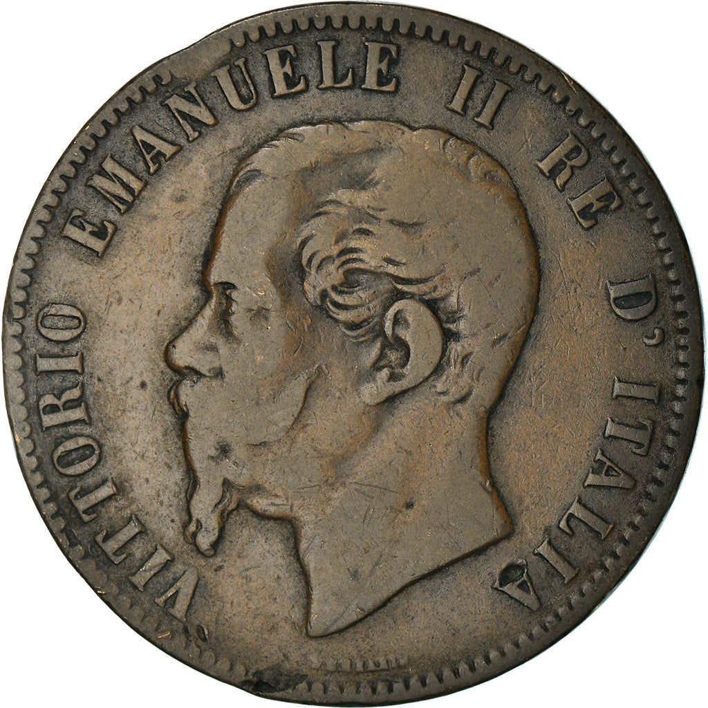 Moneta, Włochy, Vittorio Emanuele II, 10 Centesimi, 1863, Milan, VF(30-35)