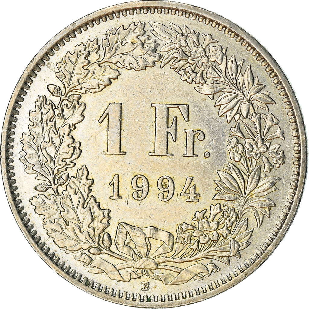 Coin, Switzerland, Franc, 1994, Bern, EF(40-45), Copper-nickel, KM:24a.3