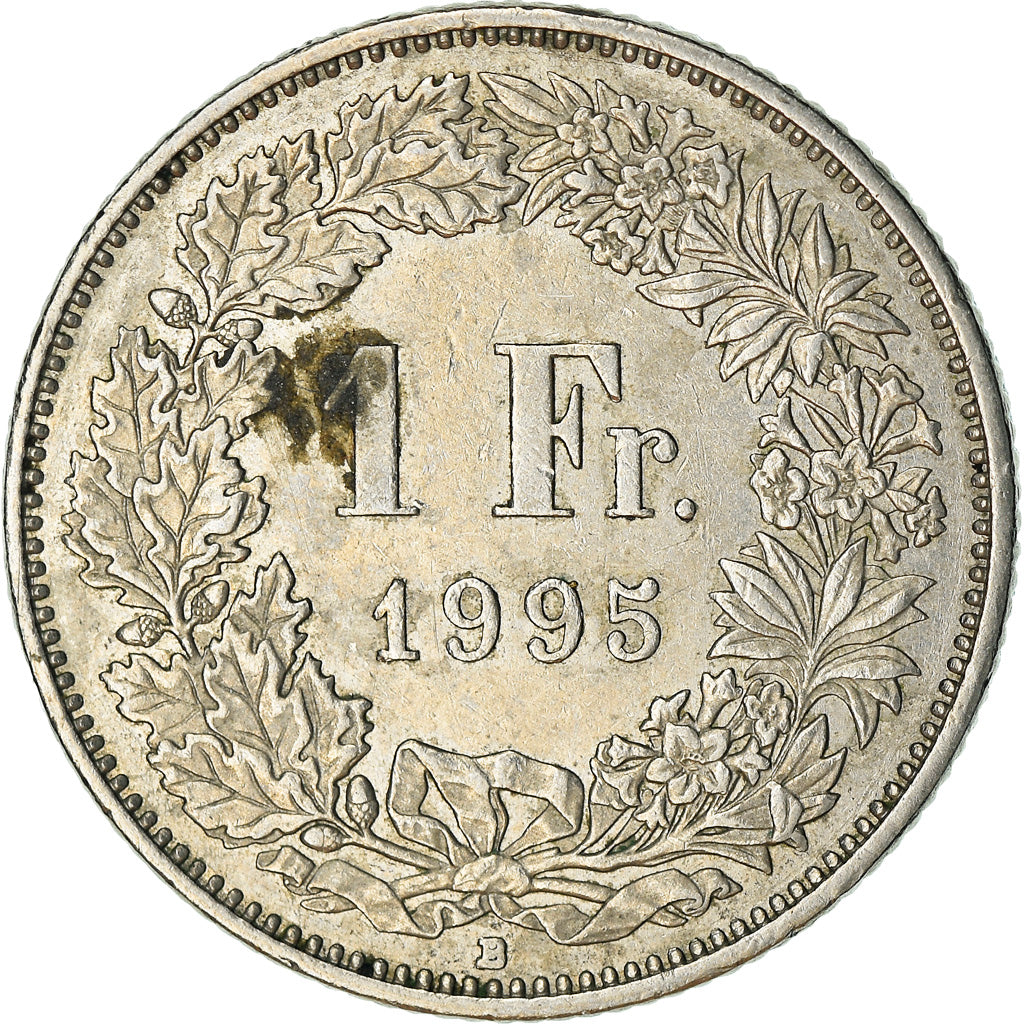 Coin, Switzerland, Franc, 1995, Bern, EF(40-45), Copper-nickel, KM:24a.3