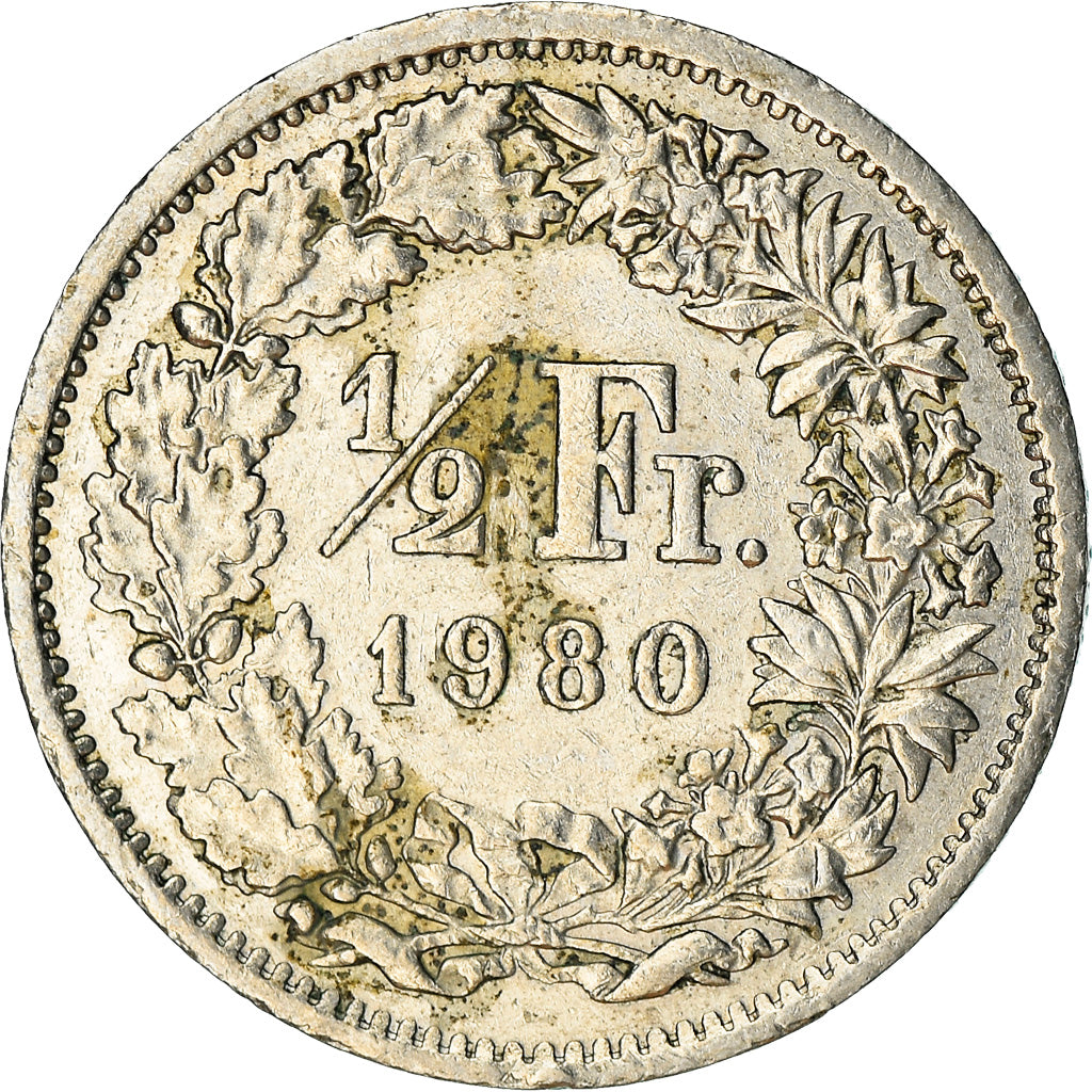 Moneta, Svizzera, 1/2 Franc, 1980, Bern, MB+, Rame-nichel, KM:23a.1