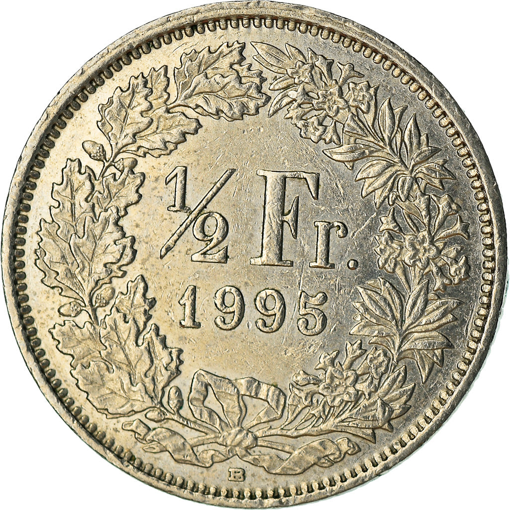 Coin, Switzerland, 1/2 Franc, 1995, Bern, EF(40-45), Copper-nickel, KM:23a.3