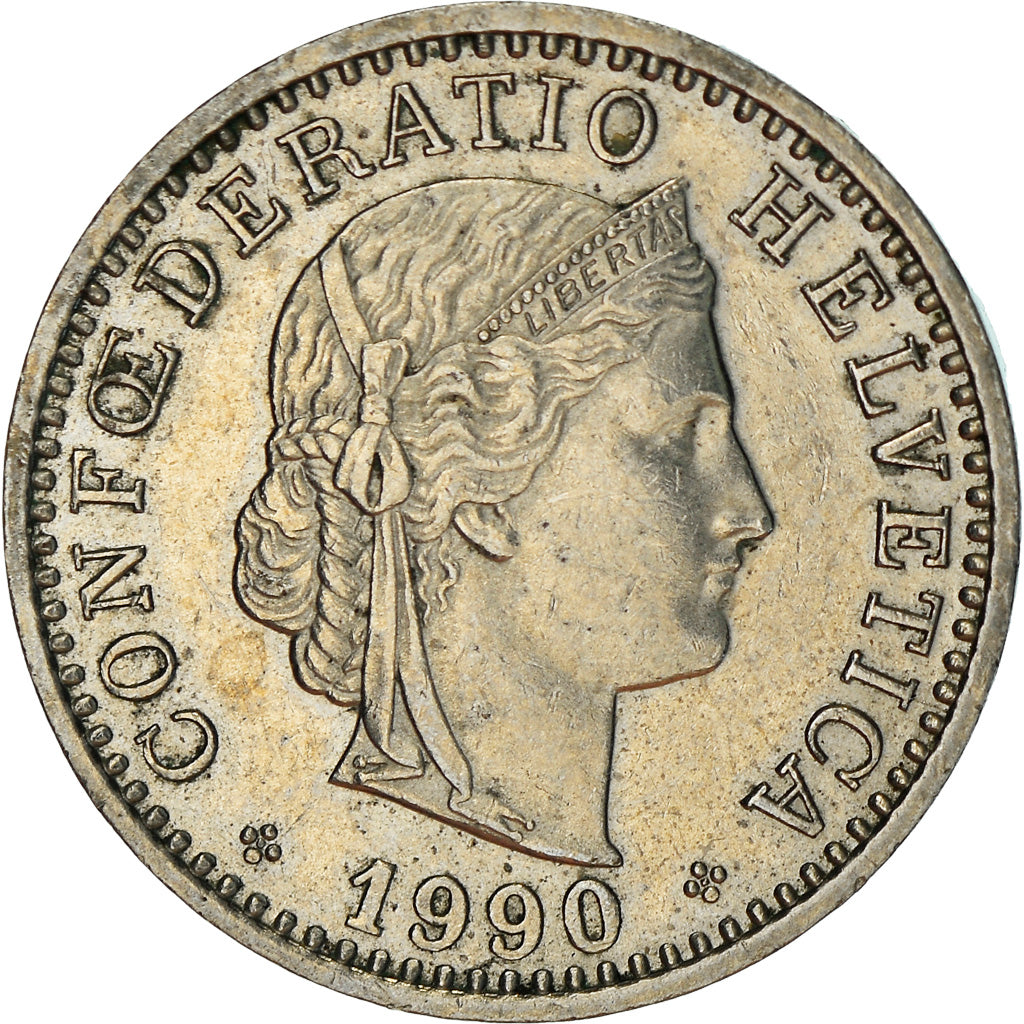 Coin, Switzerland, 20 Rappen, 1990, Bern, EF(40-45), Copper-nickel, KM:29a