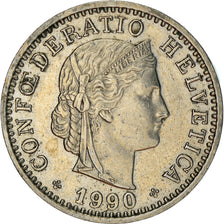Coin, Switzerland, 20 Rappen, 1990, Bern, EF(40-45), Copper-nickel, KM:29a