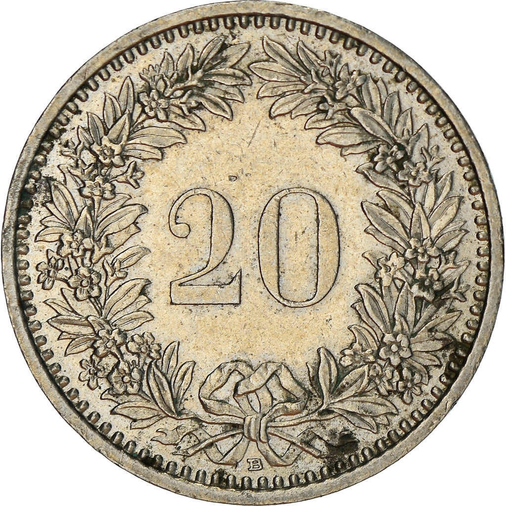 Coin, Switzerland, 20 Rappen, 1990, Bern, EF(40-45), Copper-nickel, KM:29a