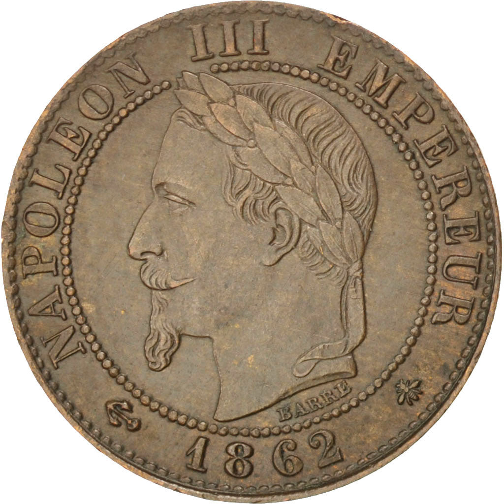 FRANCE, Napoléon III, Centime, 1862, Paris, KM #795.1, AU(50-53), Bronze, Gadour