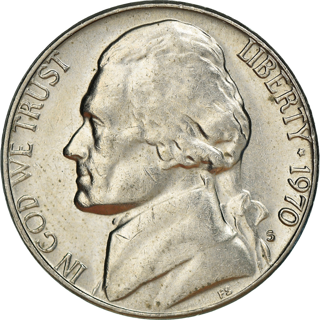 Moneta, USA, 5 Cents, 1970, San Francisco, AU(50-53), Miedź-Nikiel, KM:A192