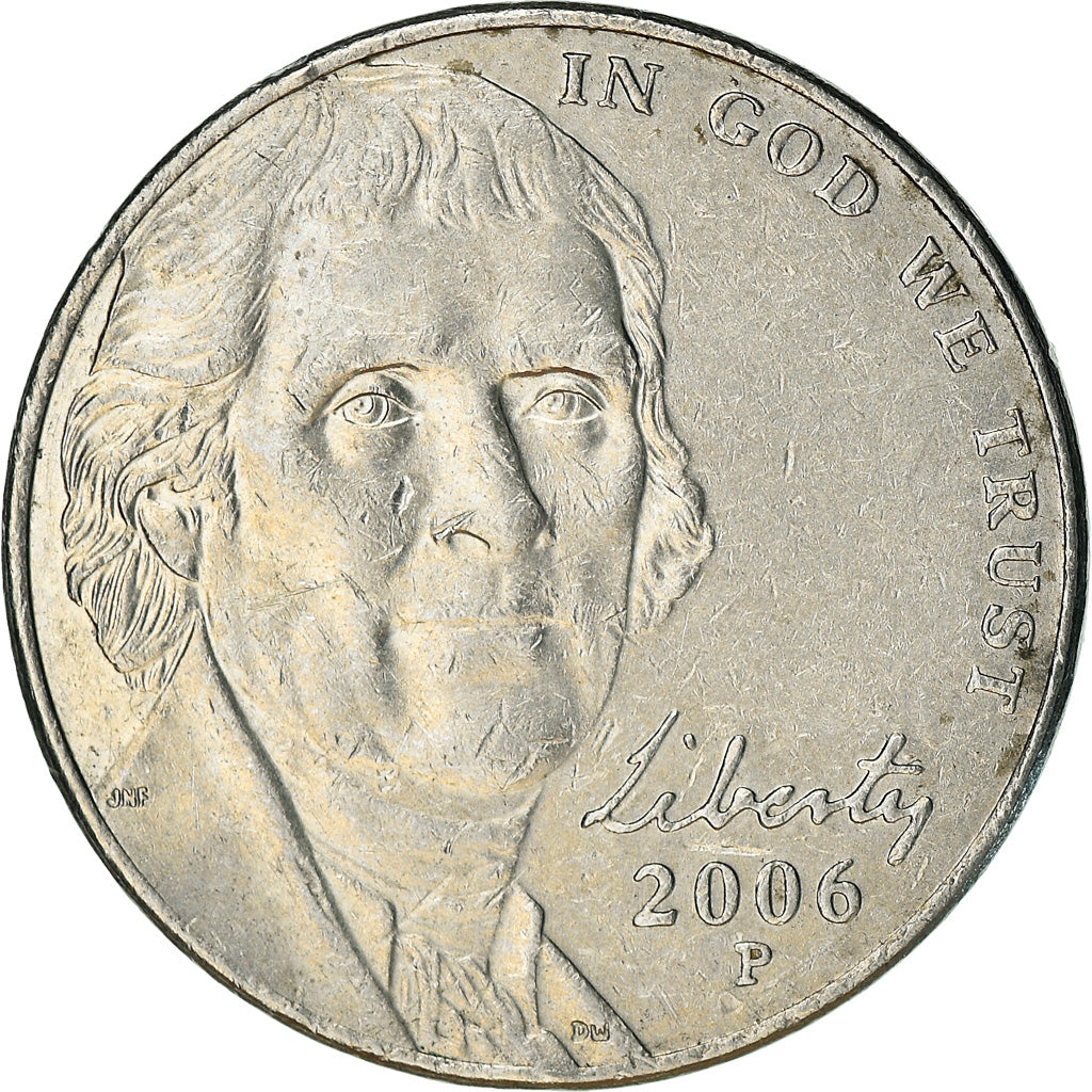Coin, United States, Jefferson large facing portrait - Enhanced Monticello