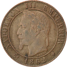FRANCE, Napoléon III, Centime, 1862, Strasbourg, KM #795.2, EF(40-45), Bronze, G