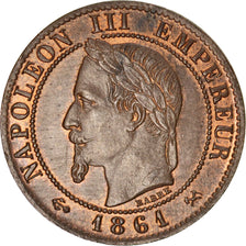 FRANCE, Napoléon III, Centime, 1861, Bordeaux, KM #795.3, AU(55-58), Bronze, G..