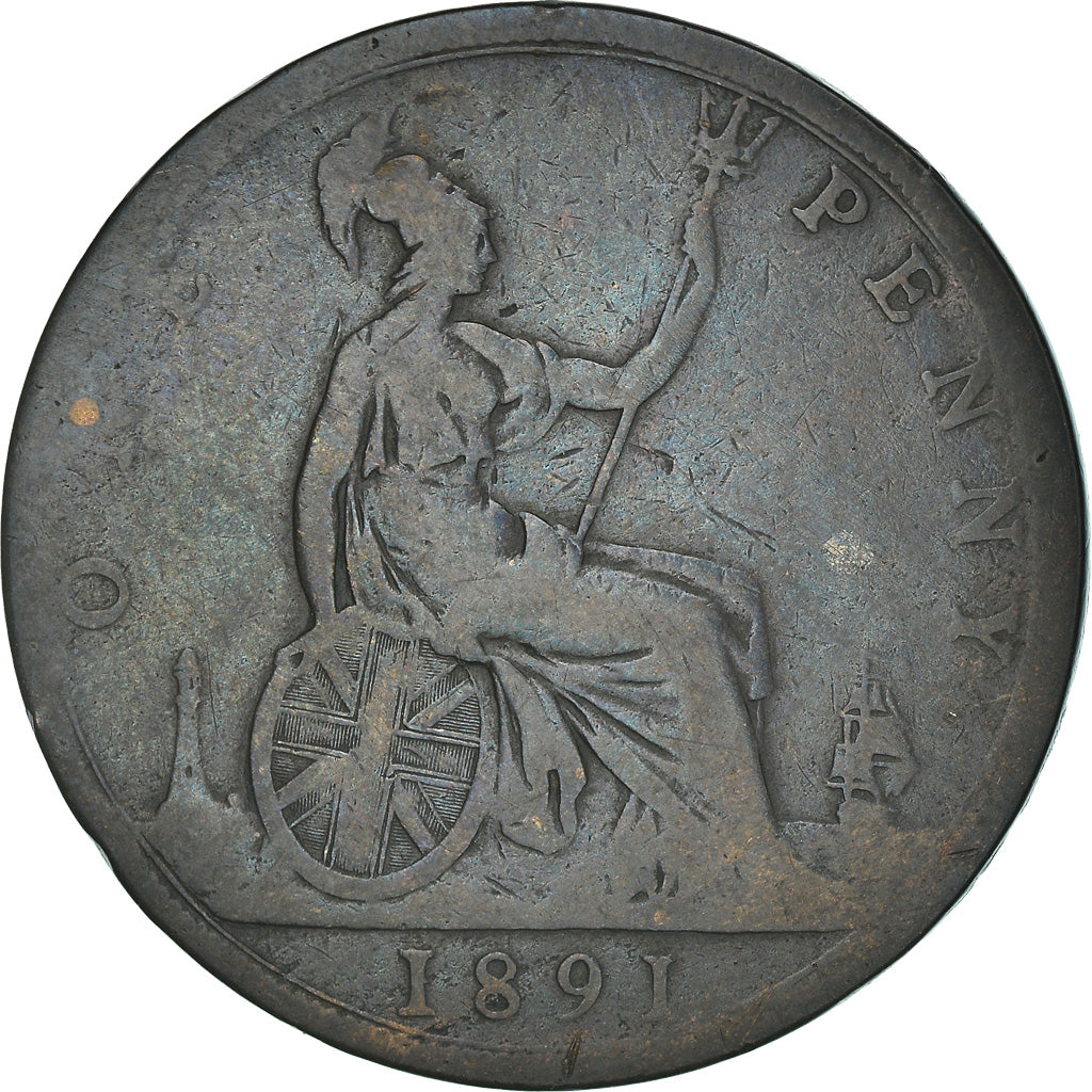 Münze, Großbritannien, Victoria, Penny, 1891, SGE+, Bronze, KM:755