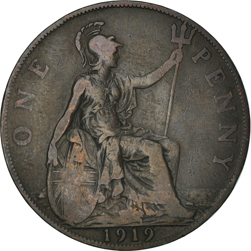 Moneta, Gran Bretagna, George V, Penny, 1919, MB, Bronzo, KM:810