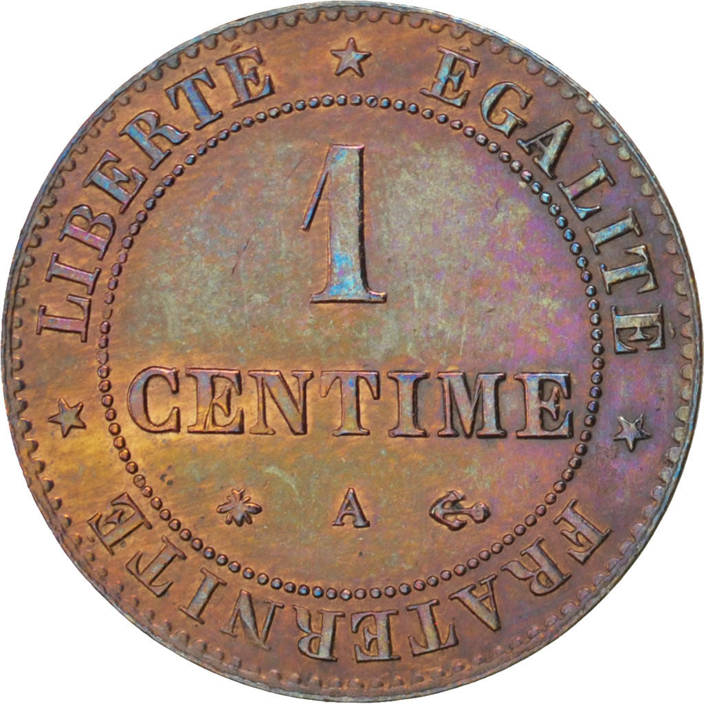 FRANCE, Cérès, Centime, 1872, Paris, KM #826.1, EF(40-45), Bronze, Gadoury #88,