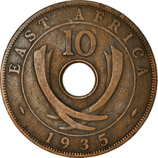 Coin, EAST AFRICA, George V, 10 Cents, 1935, VF(30-35), Bronze, KM:19