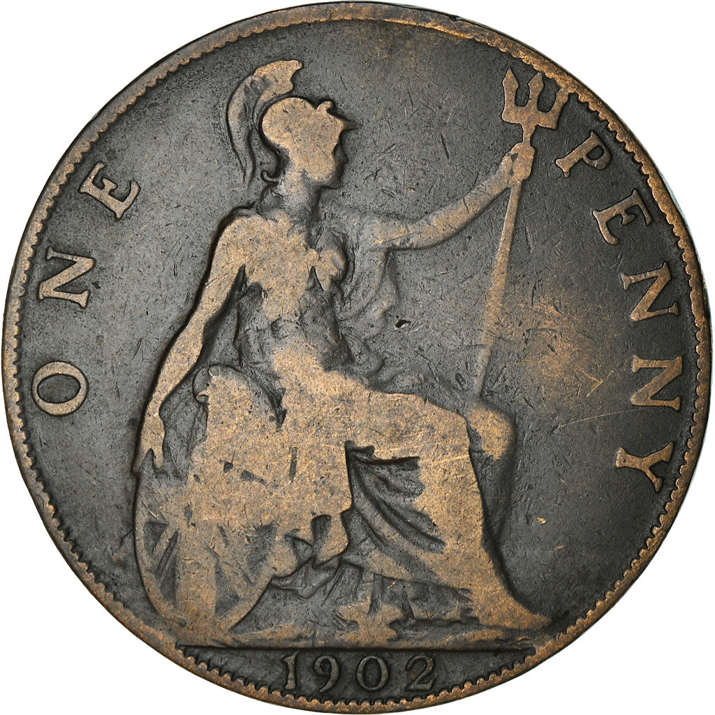 Coin, Great Britain, Edward VII, Penny, 1902, VF(20-25), Bronze, KM:794.1