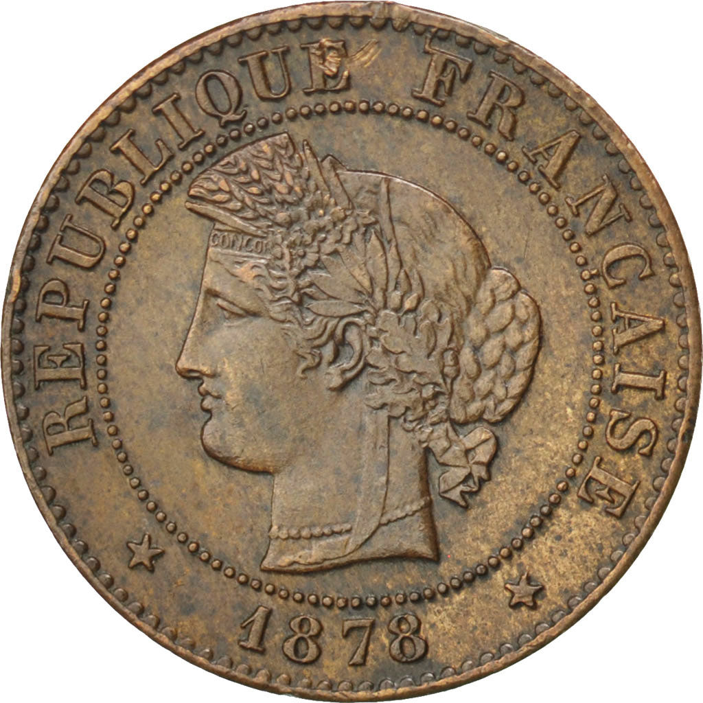 FRANCE, Cérès, Centime, 1878, Paris, KM #826.1, EF(40-45), Bronze, Gadoury #88,