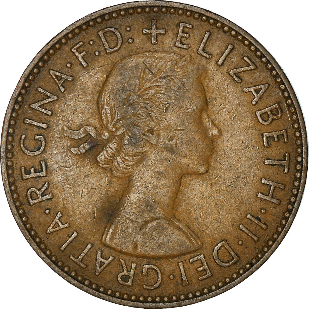 Moneta, Gran Bretagna, Elizabeth II, 1/2 Penny, 1960, MB+, Bronzo, KM:896